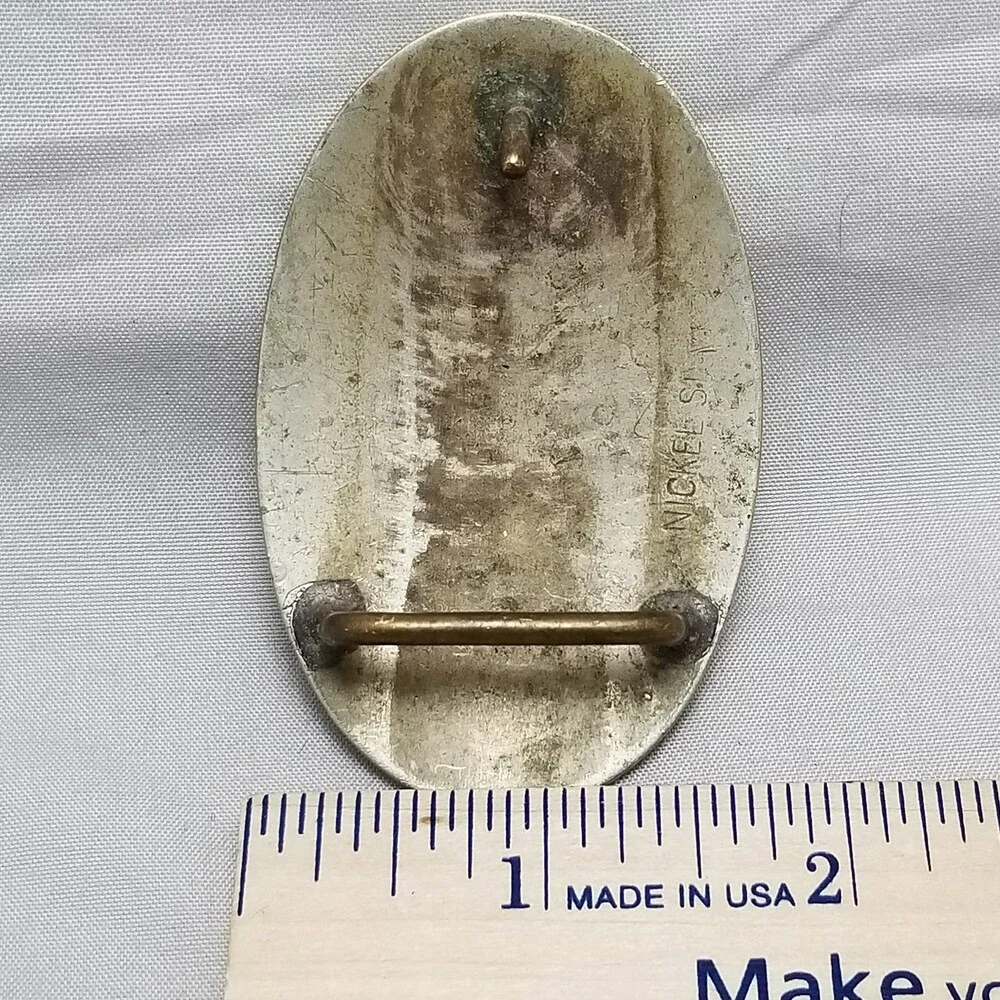 Vintage Nickel Silver Harley Davidson FL 1950s Style Motorcycle Belt Buckle Bike